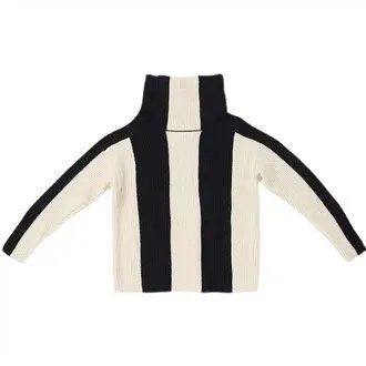 उच्च गर्दन ऊर्ध्वाधर पट्टी स्वेटर