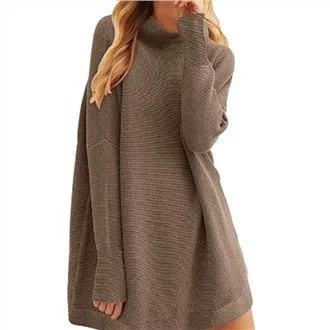 ठोस ढीला फ़नल स्वेटर